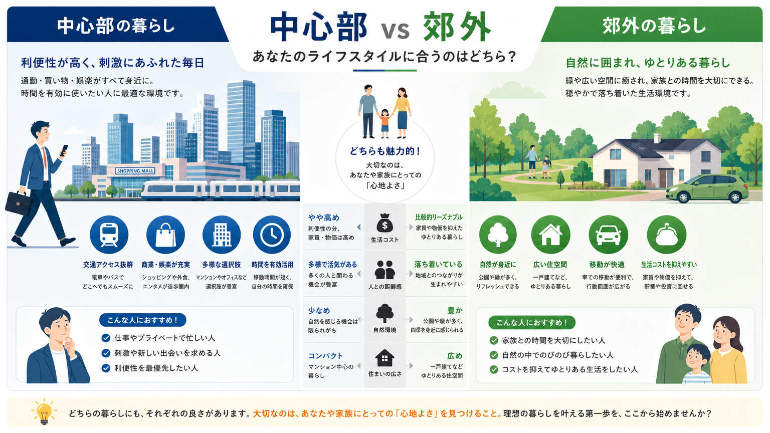 中心部と郊外の違いとは